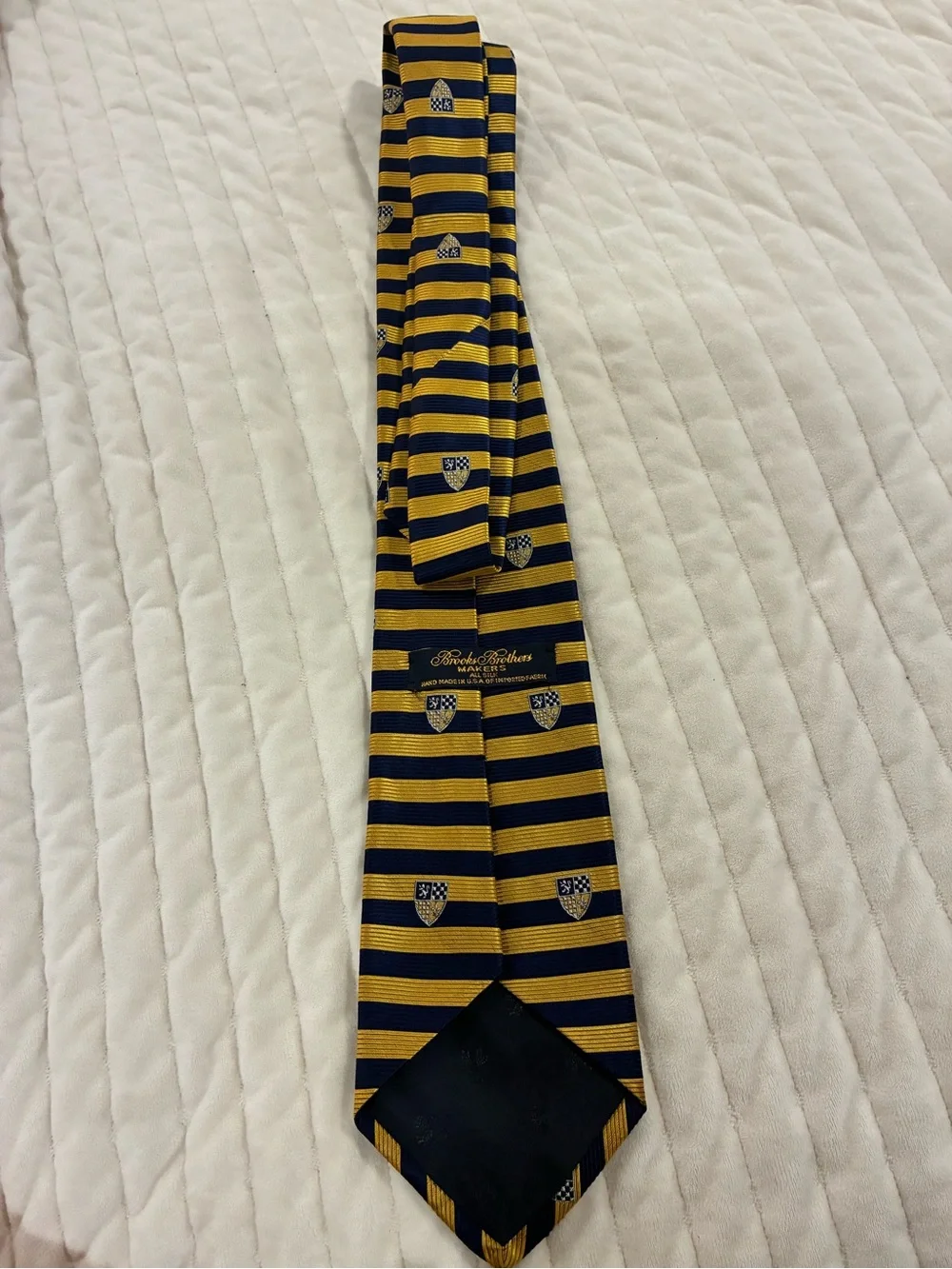 Brooks Brothers Makers All Silk Navy and Gold Tie